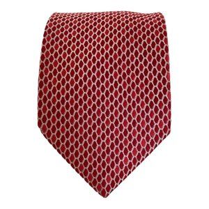 VAKKO Red Geometric Silk Tie Made In Italy 60-"3".1/4 EX COND